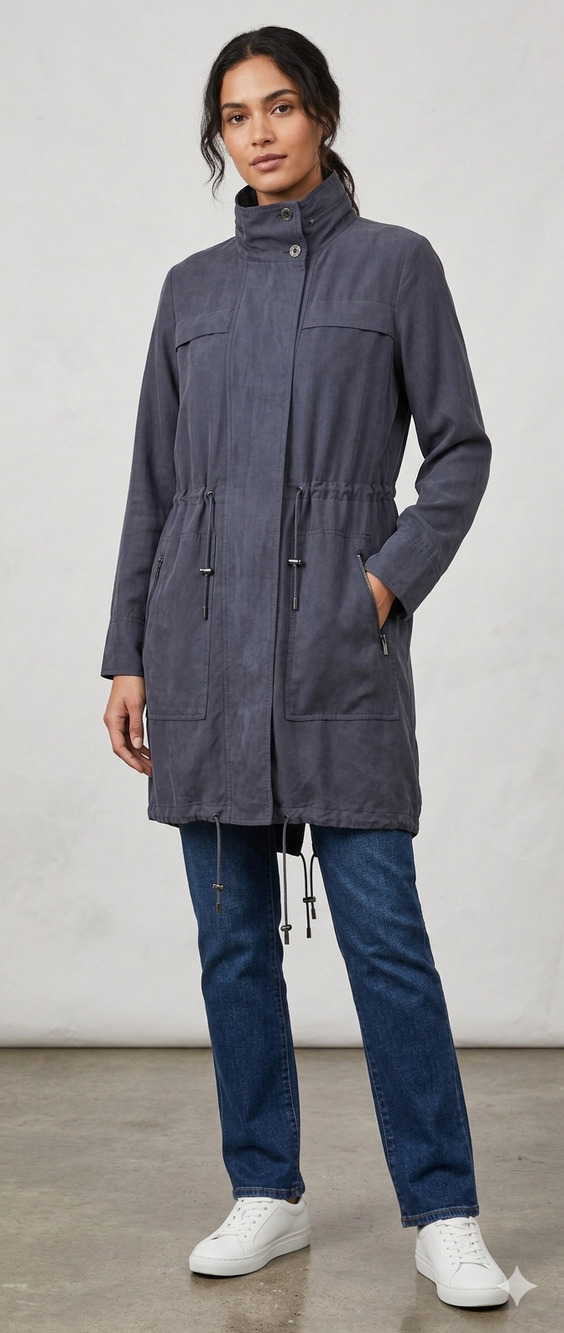 Elie Tahari Utility Jacket Hooded Anorak Drawcord Womens M Lightweight